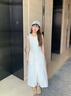 VEGA CHANG无袖连衣裙女2025年夏季新款简约时尚气质背心长裙子 陶瓷白 S 实拍图