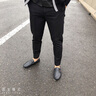 水木苒皮鞋男夏季商务休闲鞋英伦潮鞋大码韩版潮懒人鞋驾车乐福鞋子男 黑色5004 42 实拍图