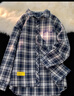 Foss Phil格子长袖衬衫男秋冬季港风潮牌青少年衬衣外套C2158藏青格M 实拍图