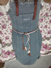 婍妡复古水洗毛边牛仔背带裙女夏季新款ins韩版宽松显瘦长款连衣裙潮 复古蓝_[腰带]裙长100-105左右 M _高现货 实拍图