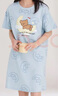芬腾睡裙女夏纯棉短袖圆领可爱睡衣薄款大码全棉家居服连衣裙短裙 FX25290103灰兰 M 建议:90-110斤 实拍图