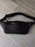 男士腰包放手机腰包男斜挎多功能防水手机包男士收银腰包大容量韩版牛皮包 款-黑色 实拍图