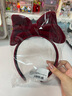 飞花 立体蝴蝶结发箍头饰女红色丝绒头箍发饰 酒红色 1个 实拍图
