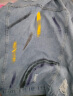 鲁宾克 破洞牛仔外套男宽松秋季原宿bf风褂子港风青年学生涂鸦牛仔夹克 蓝色 3XL(155-170斤) 晒单实拍图