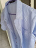曼卡龙 短袖衬衫男士夏季新款纯色衫男韩版修身商务休闲男士免烫衬衣 73短袖蓝色 175/XL 实拍图
