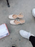 卓诗尼包头凉鞋女2024年夏新款仙女风一字扣带单鞋子复古方头粗跟高跟鞋 米白色-5.5CM 35 实拍图