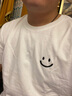 型原力短袖t恤男装纯色短袖夏季港风圆领白色纯棉宽松半袖打底上衣服 笑脸白色 3XL 实拍图