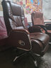 曙光童年真皮老板椅商务按摩大班椅实木办公椅可躺升降转椅家用椅子电脑椅 黄棕色+搁脚 头层牛皮 实拍图