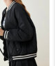 百图年秋季新款短外套减龄百搭棒球服印花图案外套女2309D07 黑色 M 晒单实拍图