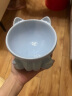 JHHUIYA陶瓷猫碗猫咪碗猫食盆护颈斜口狗碗宠物碗狗食盆防打翻猫粮碗水碗 伸手蓝 晒单实拍图