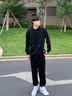 西域骆驼（VANCAMEL）卫衣套装男春秋连帽运动上衣长裤青年男士休闲两件套 黑色 XL  实拍图