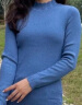 娜尔思（NAERSI）花瓣型半高领针织衫女新款长袖打底内搭上衣 灰群青蓝色 42/XL 晒单实拍图