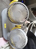 車格仕USB口车载风扇双头12V24V通用大货车轿车专用汽车电风扇大风力 【灰黄色】USB供电 附带车充 实拍图