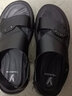 意尔康男鞋羊皮舒适休闲沙滩鞋露趾两穿凉拖鞋 96655W 黑色 39 实拍图