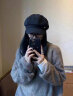铂呐苓贝雷帽 女秋冬 八角帽毛呢帽子 百搭黑色显脸小复古鸭舌报童帽 金属标贝雷帽【黑色】 晒单实拍图