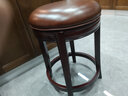 创运美式乡村酒吧椅头层牛皮吧台椅旋转高椅真皮高脚椅无靠背柜台椅 浅棕全头层牛皮坐垫款 实拍图