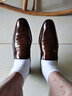 老人头男鞋冬季正装男士皮鞋新款西装鞋英伦尖头漆皮商务鞋皮鞋 平跟款-棕色 43 实拍图