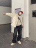 WASSUP HERMU官方潮牌羽绒服男女立领冬季优质白鸭绒宽松保暖外套情侣款冬装 米白色 XL （推荐145-170斤） 实拍图