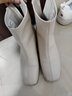 DAPHNE达芙妮马丁靴女2025爆款秋冬白色短靴女法式英伦风裸靴显脚小保暖瘦瘦靴 米色【粗跟5.5CM】 36 实拍图
