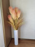 荣弘发网红芦苇草仿真花摆件大束落地花瓶插花客厅装饰高枝假花摆放花艺 5头芦苇花橙黄色2支+竖纹花瓶 实拍图