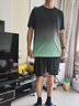 纽凯森 NEWKKASEN健身衣服男女冰丝速干运动服套装夏季短袖T恤跑步装备篮球训练裤 黑绿套装 5XL（体重90-100kg) 实拍图