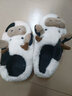 细细条 全包跟可爱小奶牛棉拖鞋男女冬季情侣室内保暖毛绒绒软底居家鞋 全包跟款白色 40-41 （适合39-40的脚） 实拍图