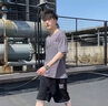 花花公子【两件套】短袖t恤男士套装衣服短裤子休闲裤五分裤夏季半袖男装T 灰色 L 实拍图