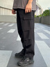 卡宾男装 宽松伞兵裤加绒2024秋冬新款休闲裤卡扣工装直筒裤Y 煤黑色01 XL /180/52 实拍图
