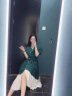 单蜜（Danmi）短袖雪纺连衣裙女装2024年夏季新款时尚中长款法式小个子夏天裙子 新墨绿色 L 晒单实拍图