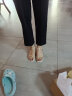ZHR凉鞋女金属装饰一字细带搭扣气质粗高跟韩版百搭 米色 37 实拍图