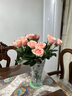 黛莉森仿真玫瑰花手感保湿绢花干花家居客厅摆件高级感假花摆设礼物女 22枝粉色玫瑰+条纹锯齿花瓶 实拍图