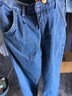 AEMAPE苹果纯棉秋冬季牛仔裤中老年高腰深裆宽松直筒爸爸装百搭加绒长裤 （厚款）D款#浅蓝色 33 (2尺6) 实拍图