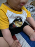 Classic Teddy儿童短袖男童T恤女童上衣夏季新款童装宝宝衣服半袖夏装1 棒球帽子熊同色插肩杏黄 90 实拍图