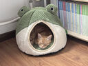 MinkSheen猫窝冬季狗窝垫子可拆洗封闭半封闭猫屋房子保暖宠物窝四季通用 青蛙立体窝全封闭式【40*40*37】 实拍图