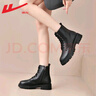 回力（Warrior）官方马丁靴女鞋秋冬季英伦风女士高帮厚底增高工装短靴子女黑色38 实拍图