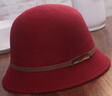 JIASHENGXI帽子女秋冬韩版羊毛呢盆帽休闲百搭渔夫帽英伦复古皮带圆顶小礼帽 酒红色 M(56-58cm) 实拍图