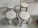 轻奢不锈钢加厚凳子可叠放餐椅餐桌椅子家用现代简约圆凳矮凳板凳 科技布米白色-加厚不锈钢-乳胶款 实拍图