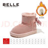 百丽童鞋儿童反毛绒雪地靴女童蝴蝶结棉鞋冬季加绒保暖真皮中大童短靴 粉色 27 参考脚长164mm 实拍图