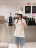 佘曼莱纯棉短袖t恤男夏季潮牌高街痞帅美式复古宽松休闲长袖体恤衫男装 白色 XL 实拍图