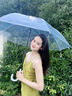 长弯柄半自动透明伞360度全景透明雨伞男女生网红直杆简约防风伞 白色弯柄（1米直径）透明边 16骨 实拍图