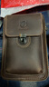 牛船长皮具单肩运动包男穿皮带手机腰包运动休闲挂扣多功能疯马皮防盗挂包 咖啡色 实拍图