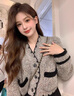 欧迪惠（Oudihui）2025年新款连衣裙女装春秋季时尚套装裙子女穿搭针织毛衣外套上衣 灰色开衫+黑色半身裙 M 【95-110斤】 实拍图