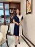 俞兆林（YUZHAOLIN） 妈妈装夏装气质连衣裙2022年夏季新款中老年女装洋气时尚雪纺减 蓝色 2XL（建议105-120斤） 晒单实拍图