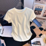 俞兆林T恤女士夏季薄款显瘦收腰圆领纯色棉质打底百搭休闲短袖白色上衣 晒单实拍图
