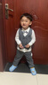 丰灵鸟周岁礼服男宝宝春秋男童套装幼儿抓周服A类绅士生日西装 双排扣灰色绅士套装 110 （身高96-105体重27-30斤） 实拍图