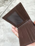 头层牛皮老人头钱包男 短款横版钱夹 男士青年休闲拉钱包 棕色 实拍图