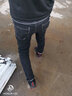 牛狼谷秋冬款无铁松紧腰牛仔裤男士弹力抽绳修身过安检休闲牛仔长裤子 333黑色不加绒 32 实拍图