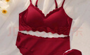 曼可娇秋冬薄款无痕内衣女无钢圈美背小胸罩聚拢防下垂运动睡眠文胸套装 红色套装 S (适合32/70ABC) 实拍图