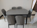初屋 餐桌 岩板餐桌椅组合现代简约伸缩折叠圆桌家用小户型实木饭桌子 餐桌+1.4米茶几电视柜-皮椅 1.35m 一桌六椅 实拍图