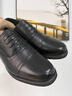 富贵鸟（FUGUINIAO）皮鞋男真皮正装冬加绒皮鞋增高商务男鞋三接头西装鞋德比男士皮鞋 FG0016黑色系带(平跟单鞋款) 40 实拍图